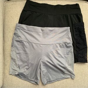SHEIN Curve Athletic Bike Shorts Black Gray Stretch Womens Size 0XL